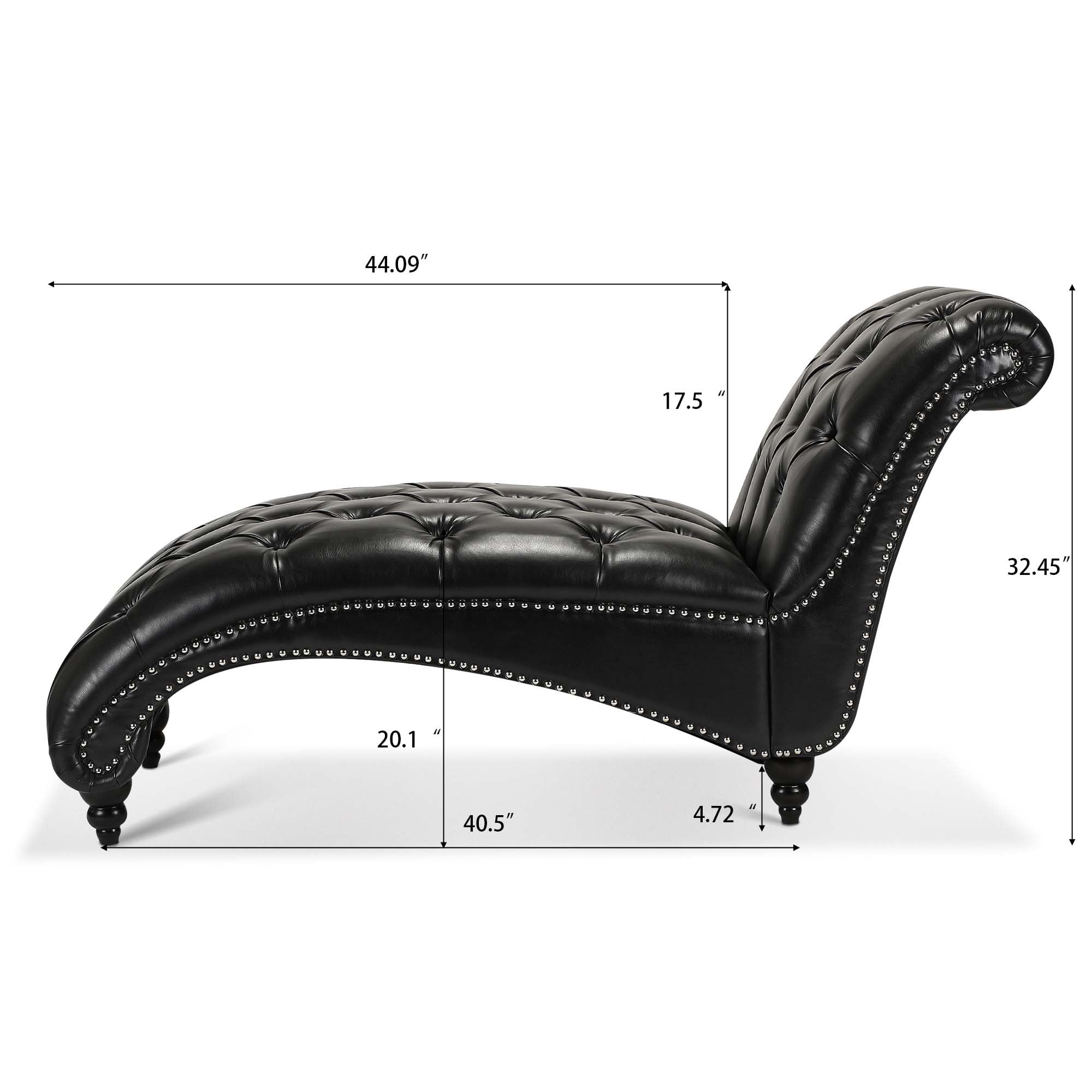 Miniyam 65.35" Tufted Armless Chaise Lounge, Black