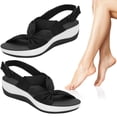 thumbnail image 1 of Sandalias Plataforma Baja Likrtyny con Lazo para Mujer Antideslizantes Playa Verano Negro 39, 1 of 9