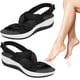 thumbnail image 1 of Zapatos Mujer Suela Gruesa Sandalias Sandalias Con Lazo Romano para Mujer (Negro 38), 1 of 9