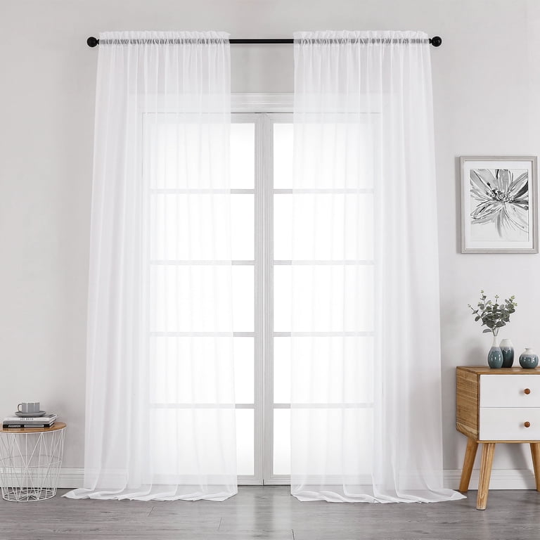 OVZME Sheer Curtains 59x96 White 2-Panel Set photo 1