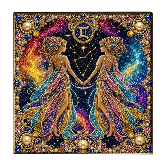 Zodiac Signs DIY Diamond Pearl Painting Kit, 5D Constellation Gem Art Embroidery Craft for Astrology Lovers, Decorative Wall Art Material Pack #7 Style