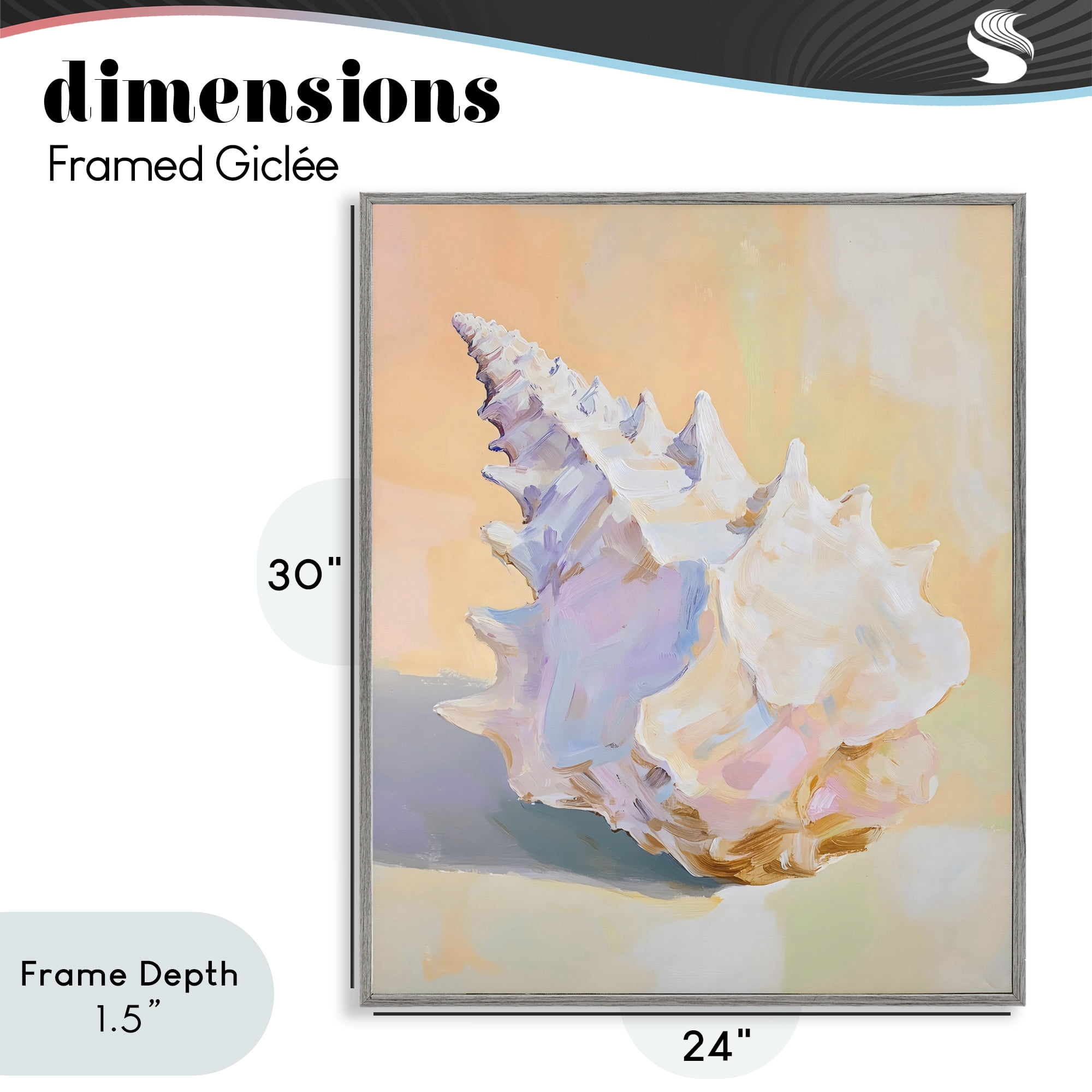 Stupell Industries Vintage Shell in Pastel Light Gray Framed Giclee Art, design by The Prints Vibe