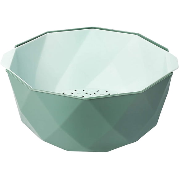 Simplicity Double-Layer Drain Basket With Pass-Over Spoon Rice Kitchen Washer Coander Vegetate Noodles Polygon Kitchen Drain Basket Strong Permeability