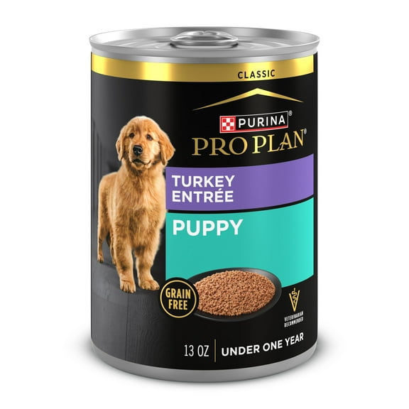 Purina Pro Plan Grain Free Wet Dog Food for Puppies, Classic Turkey Entrée, 13 oz Can