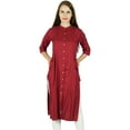 thumbnail image 3 of Bimba Women Button Down Rayon Kurta Kurti 3/4 Sleeve Formal Indian Casual Tunic Top, 3 of 5