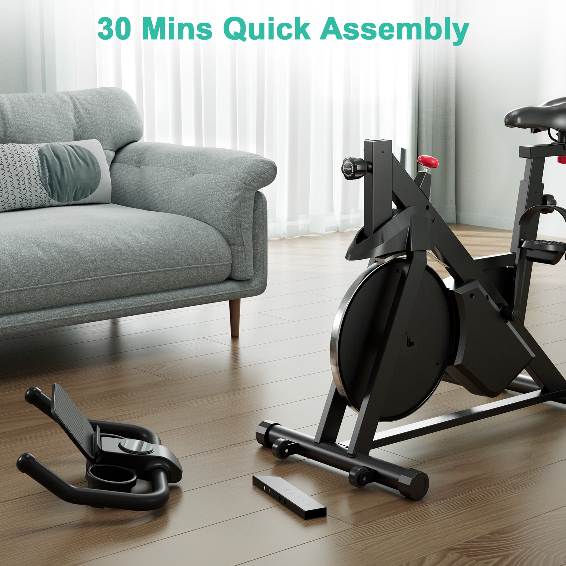 SSPHPPLIE Exercise Bike Indoor  with PitPat App Cycling Bike Cycle Bicycle Adjustable Magnetic Resistance for Home Office Cardio Workout Machine Max Weight 300 lbs