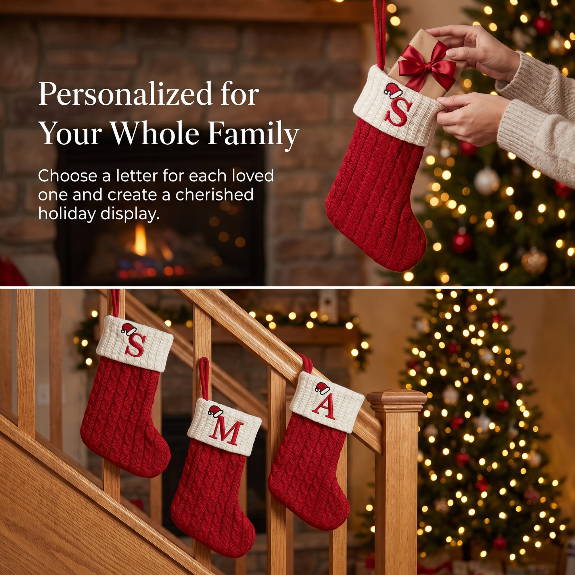 Unique Bargains Cartoon Christmas Luxury Grand Hearth Accent Stocking Letter S 8"