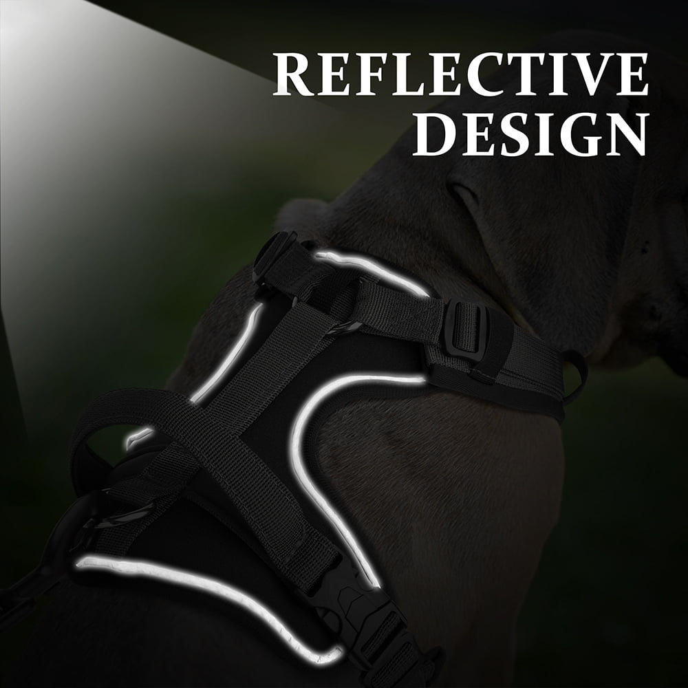 Beirui Reflective No Pull Dog Harness Soft Padded Adjustable Training Vest With Handle & 2 Leash Clips