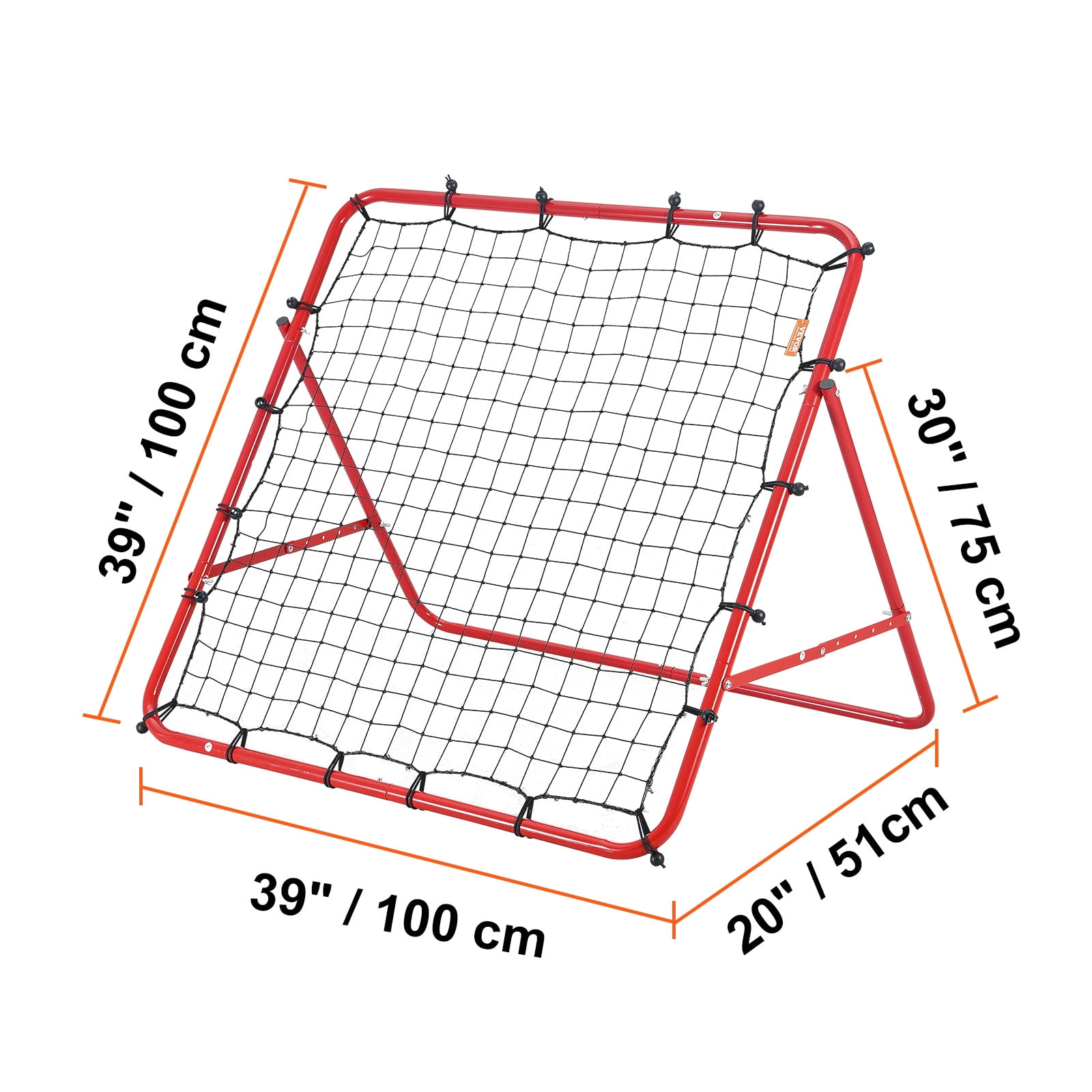 VEVOR Soccer Rebounder Rebound Net, Kick-Back 39"x39", Portable Football Training Gifts, Fully Adjustable Angles Goal Net, Aids & Equipment for Kids Teens & All Ages, Easy Set Up & Perfect Storage