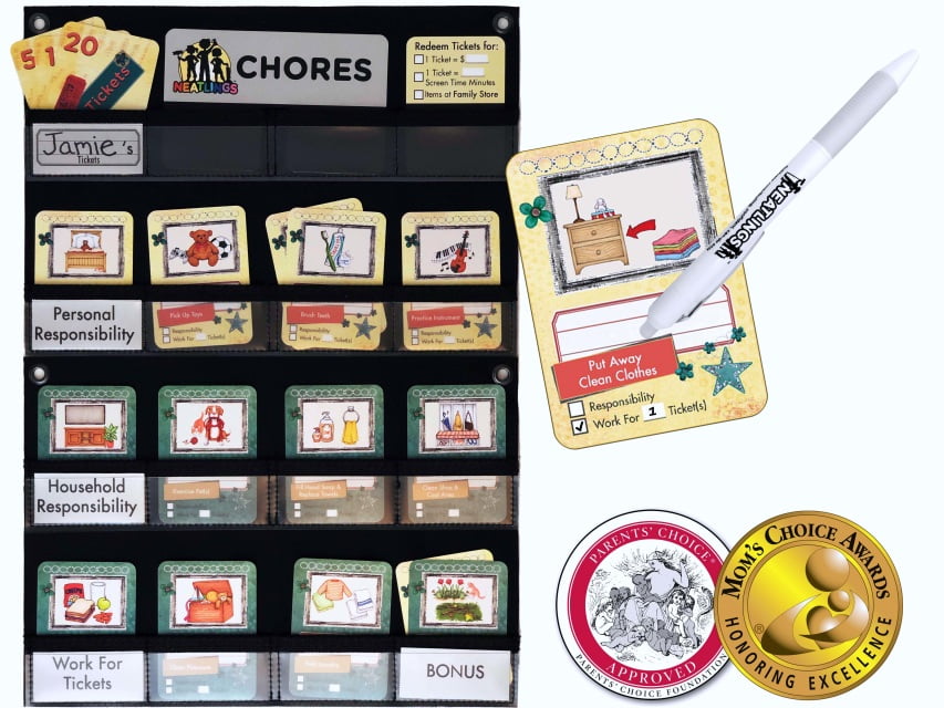 NEATLINGS Chore Chart for 1 Child, 80+ Chores for Toddlers to Teens
