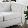 thumbnail image 6 of Accent Sofa Couch,84" Rolled Arm Three Seater Sofa Couch with Deep Button Decor and Nailhead,Upholstered Chesterfield Sofa Couch for Living Room, Bedroom and Apartment,White, 6 of 7