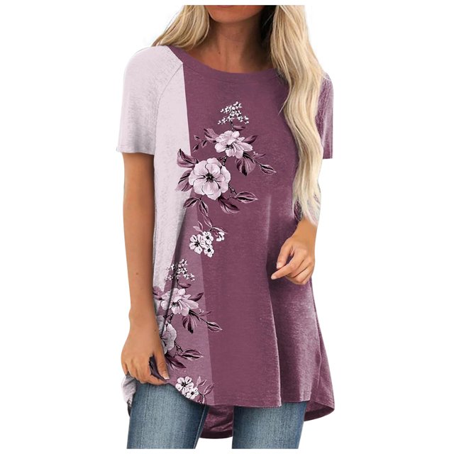 Birdeem Womens Summer Casual Comfortable Print Sexy Pattern Round Neck Short Sleeve