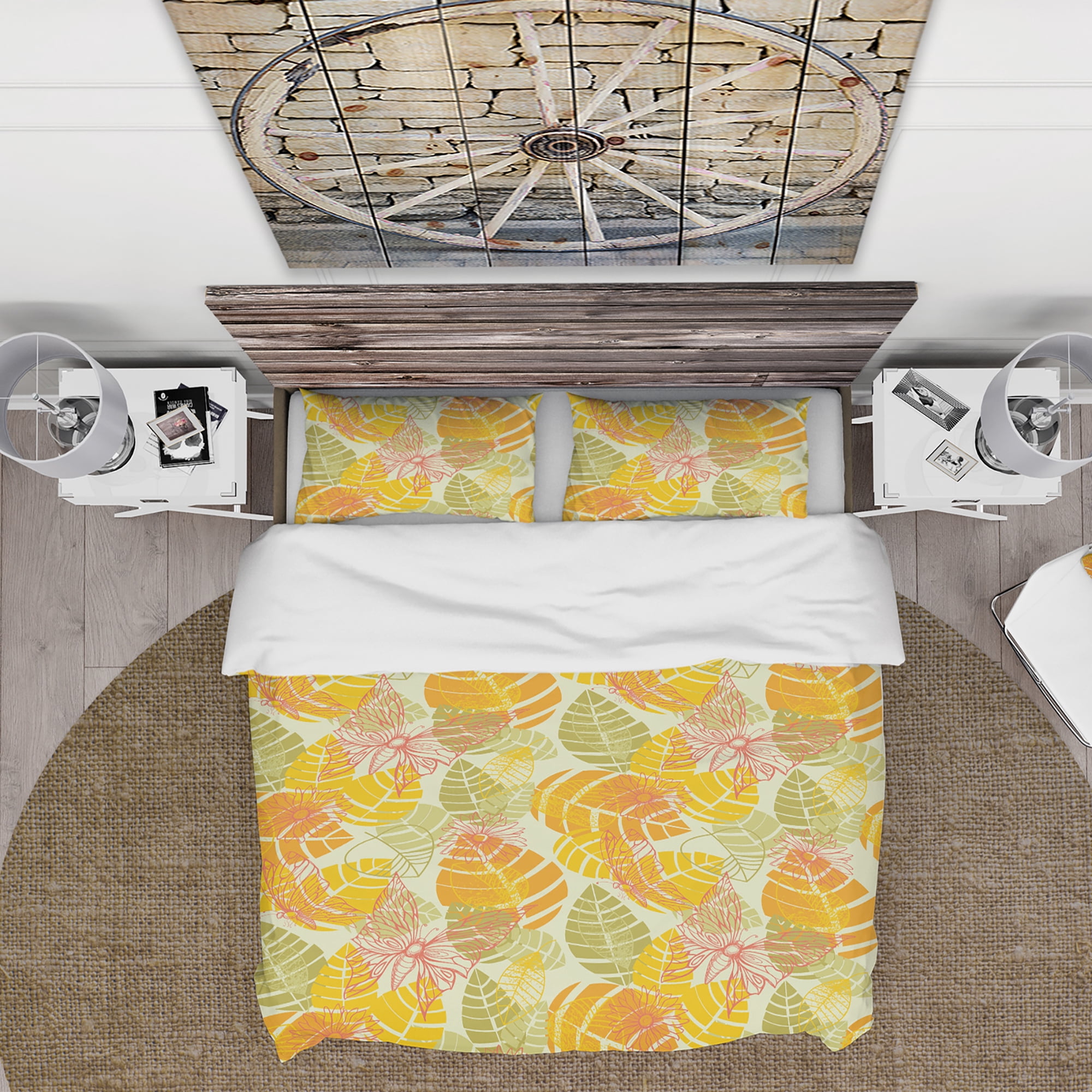 Designart 'Summer Butterfly and Colorful Leaves' Abstract Duvet Cover Set