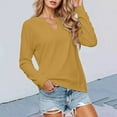 thumbnail image 2 of XIAONU Womens Sweatshirts Loose Fit Long Sleeve V Neck Pullover Tops Relaxed Fit Solid Color Oversized Simple Sweatshirts Daily Wear, 2 of 5