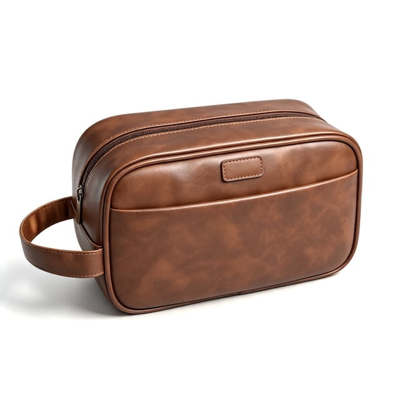 Men's Toiletry Bag,Medium PU Travel Pouch Bag with Dual Zipper,Dopp kit Set