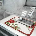 thumbnail image 5 of Christmas Dish Drying Mats for Kitchen Counter 18×24 Inch Red White Poinsettia Christmas Flower Large Microfiber Drying Mat Kitchen Accessories Dish Rack Mat Drainer Pad Washable Absorbent, 5 of 6