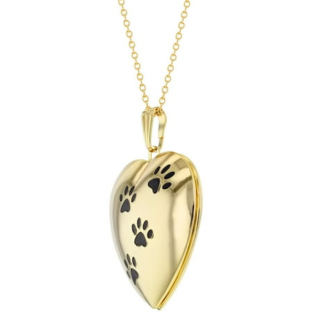paw locket pendant necklace prints animal dog heart