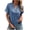 Blue, variant on WIZUTIZ Tops for Women Holiday Saving Vintage Cotton Blend Elegant Basic Blouse Short Sleeve Breathable Ladies Tshirts Pure Colour V-Neck Tee Fluffy Athletic Tshirt Cozy Style Solid Shirts Tops Bla