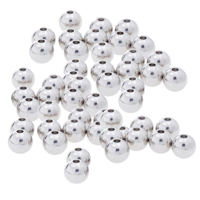50 cuentas espaciadoras sueltas redondas de metal brillante plateadas de 6 a 8 mm 8 mm x 8 mm