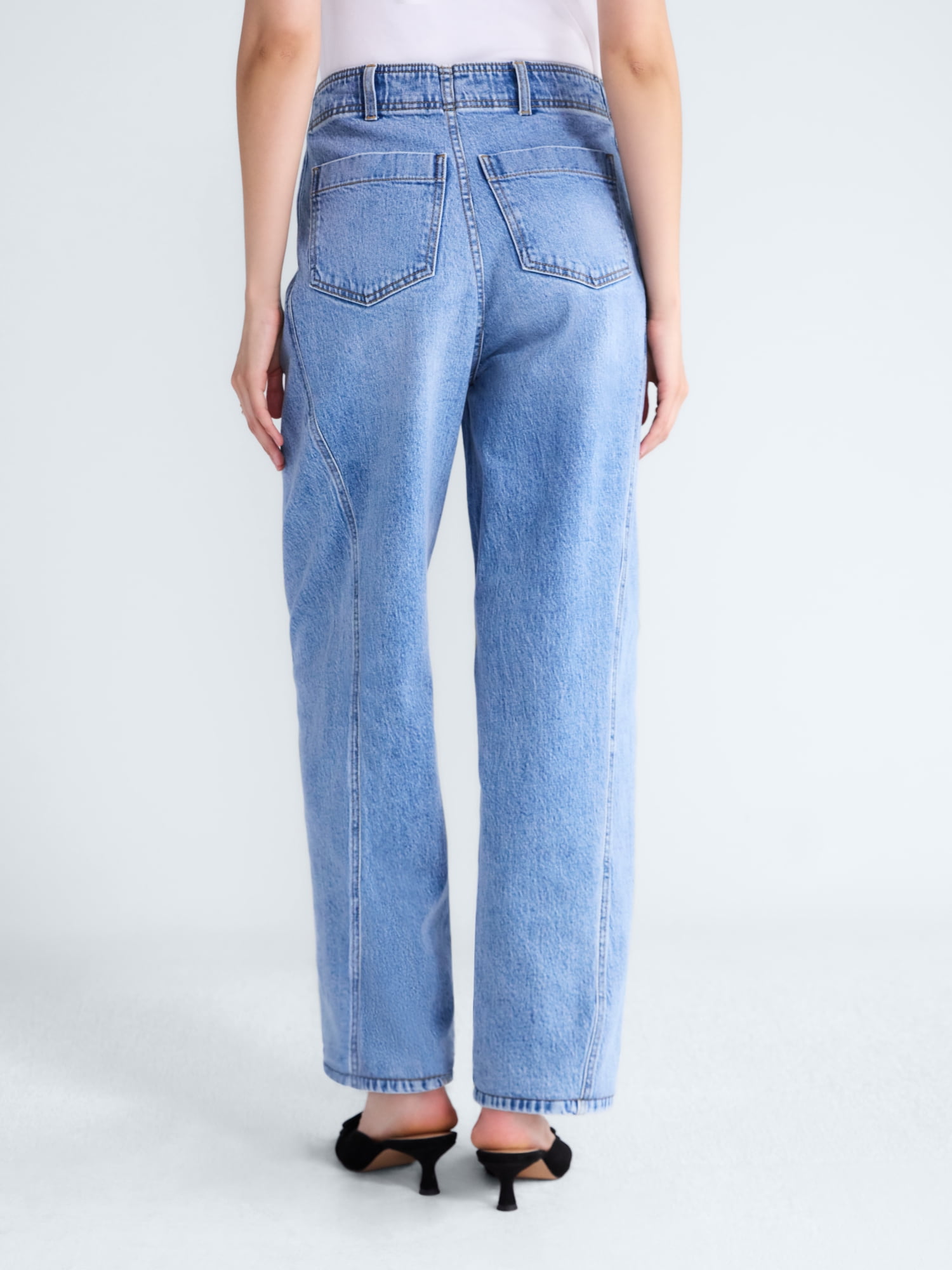 Free Assembly Women's and Women's Plus Side Panel Barrel Jeans, 30" Inseam, Sizes 0-28W