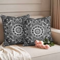 thumbnail image 2 of Gray Boho Floral Outdoor Waterproof Pillow Covers, Vintage Ethnic Tribal Abstract Motifs Decorative Square Throw Pillowcase Sofa Cushion Sham for Patio/Couch/Chair, 20"x20" 2 Pack, 2 of 8