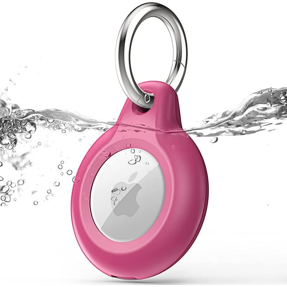 1 Pack IPX8 Waterproof Airtag Keychain with Airtag Holder Case,Full Body Shockproof,Anti-Scratch Cover Air tag for Cat,Dog,Keys,Luggage,Wallet（Rose Pink