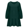 thumbnail image 4 of Dyegold Shift Dress For Women Long Sleeve Ruffle Hem Tunic Dresses 2023 Fall Casual Loose V Neck Short Mini Swing Dresses, 4 of 6