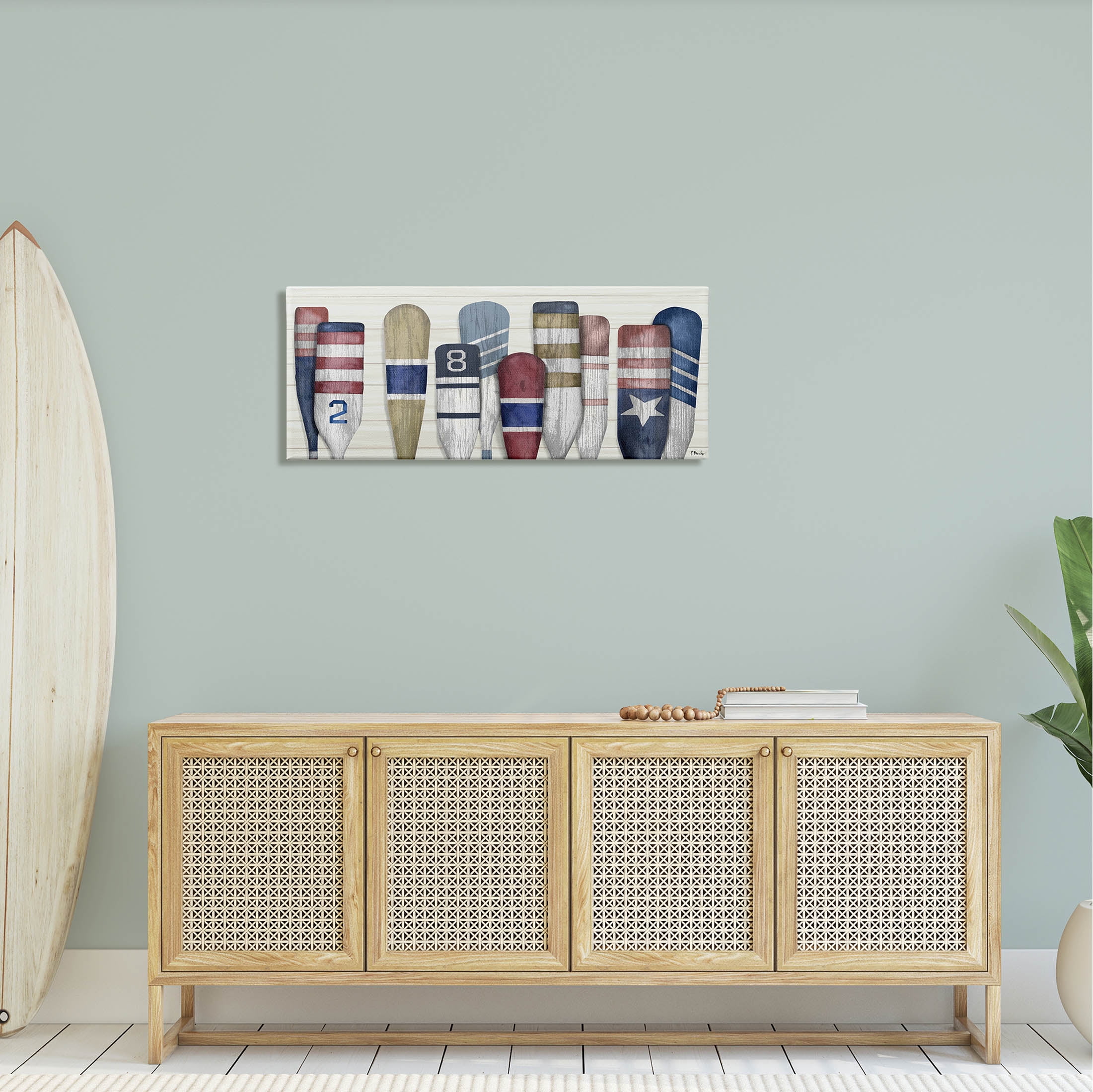Stupell Industries Port Oars Vintage Americana Patterns Graphic Art Gallery Wrapped Canvas Print Wall Art, Design by Paul Brent