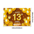 thumbnail image 3 of Golden Themed 13th Birthday Backdrop Banner Party Decors with Balloons Gifts Cake Photography Props Happy Birthday Party Supplies, 3 of 7
