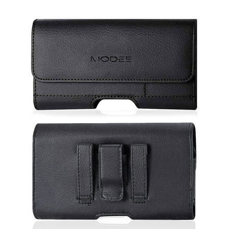 Leather Belt Clip Case Holster Pouch Sleeve Flip Cover Cell Phone Holder For LG G6/V30/Q6/Q8 with Otterbox Defender / Lifeproof / Battery Case On [Card Cash Holder Inner]
