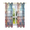 thumbnail image 7 of Yayeee Window Curtains Set of 2 for Living Room Light Filtering 63"x52", Blue Art Pattern, 7 of 7