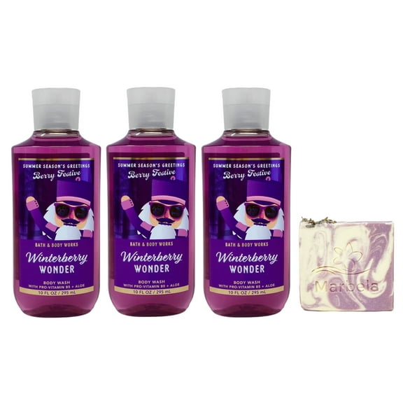 Bath & Body Works Winterberry Wonder 3 Pack Body Wash Bundle with a Lavender Dream Bar Soap - Full Size