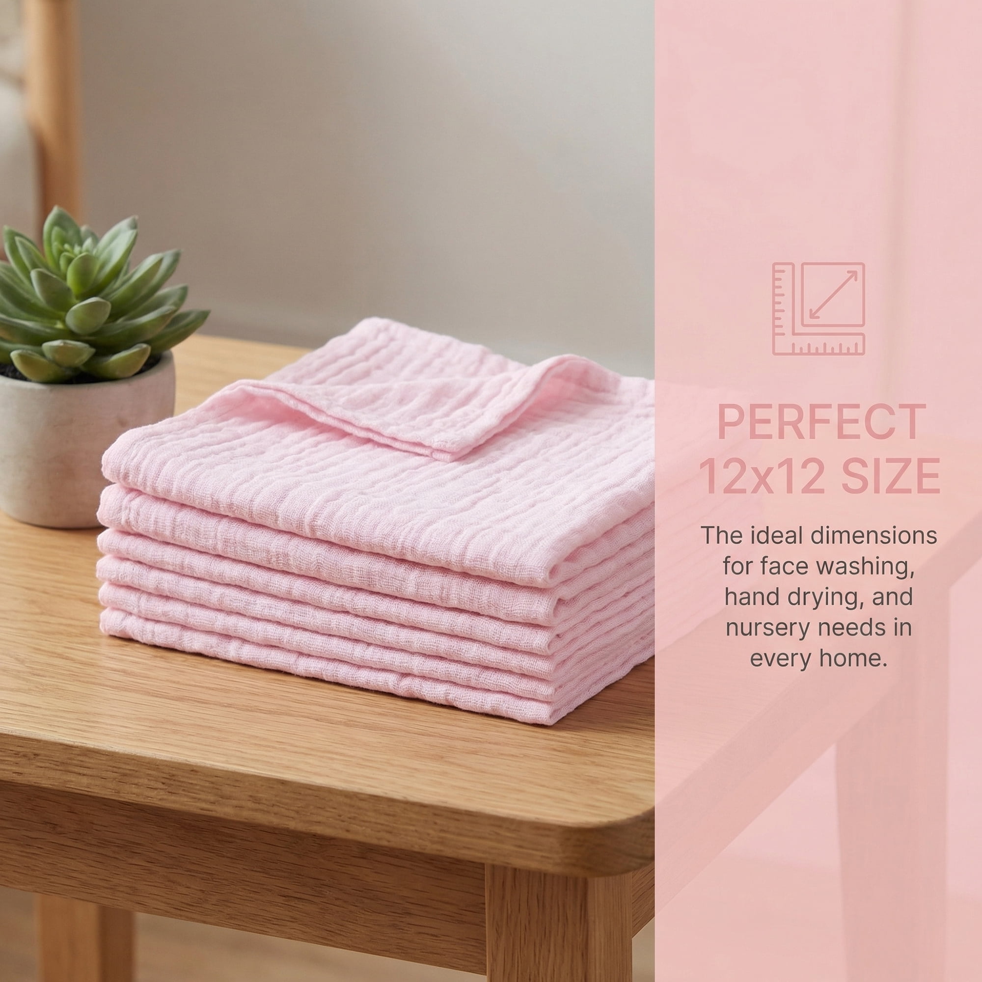 Unique Bargains 12" X 12" Cotton Washcloths Absorbent Reusable Washcloths Pink 12pk