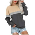 thumbnail image 2 of gakvbuo Plus Size Pullover Sweaters For Women Long Sleeve Sweatshirts Fall Tunic Tops Women's Pullover Round-Neck Long Sleeve Color Blouses Sweater Tops, 2 of 7