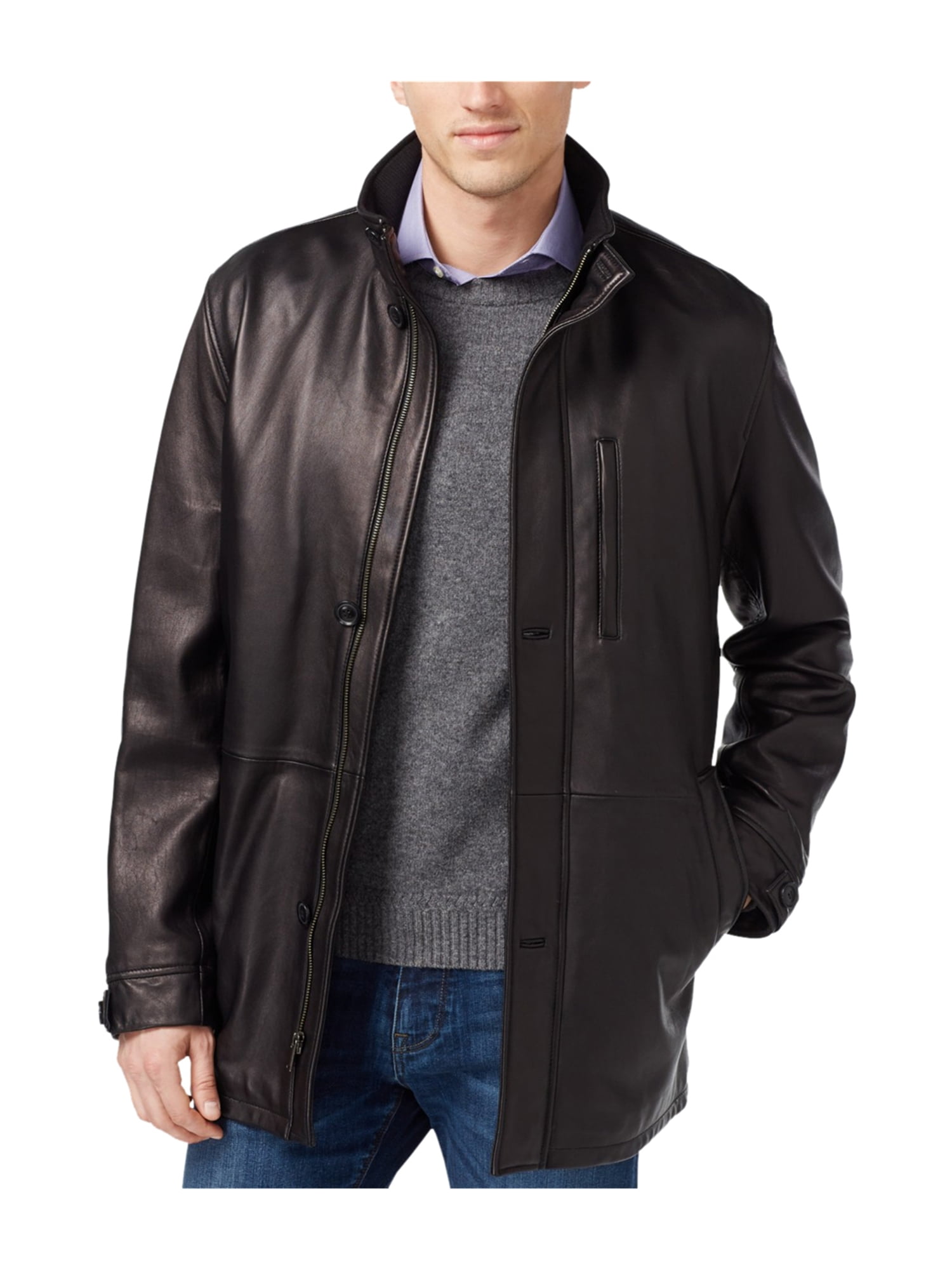 Boston Harbour Boston Harbour Mens Leather Car Coat black L Walmart