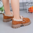 thumbnail image 6 of NOKIO Kids Winter Loafer Boots Fleec𝖾 Sherpa Lined Metal Buckle Decor Thick Lug Sole Suede Upper Non‑Slip Warm Indoor Outdoor Footwear for Boys Girls, 6 of 8