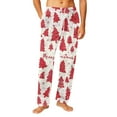 thumbnail image 2 of Wutalume Men's Drawstring Pocket Flannel Pants with Festive Print, Warm Homewear Sleep Pants for Cozy Nights and Relaxation,Beige L, 2 of 7