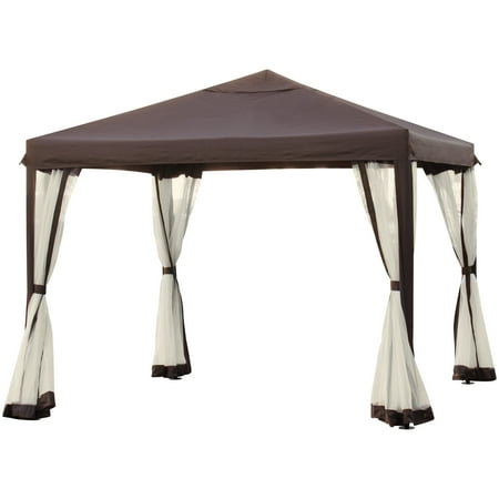 Patio Gazebo Walmart Best Choice Products Outdoor 10x10-foot Garden Patio Canopy Gazebo w/ Fully Enclosed Mesh Insect Screen, Brown ()