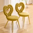 thumbnail image 2 of Silla de acento de burbuja de corazón única, silla de terciopelo de peluche con marco de metal de oro brillante, asiento lindo y moderno para la decoración del hogar, 2 of 5