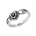 thumbnail image 2 of 925 Sterling Silver Oxidized Platinum Plated Flower Hear Women Valentines Day Gifts Ring, 2 of 4