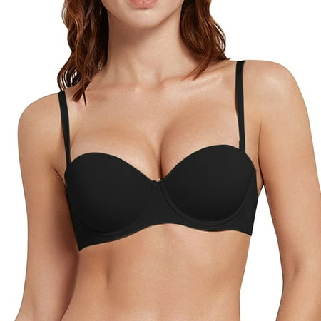 Black 70D Women s one Fab Fit Long Yoga Bra Top Underwire Bra Demi T Yoga Tops Bra for Women Shirt Bra Convertible Bras Mesh Back for Women