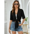 thumbnail image 4 of Chiclily Women's Black Cardigans Casual 3/4 Sleeve Drape Open Front Lightweight Summer Fall Outwear Tops, Size M, 4 of 6