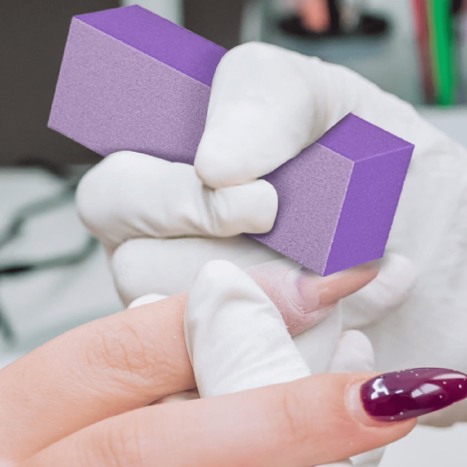 Nail Buffer Block, Medium/Fine Grit 100/180 Finishing Buffers for Acrylic Nails Gel Polish Nails, Pedicure Manicure Buffer Kits, 5 Count (Purple)