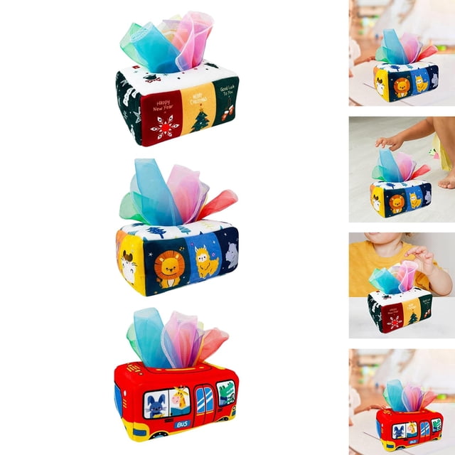Sensory Toys,Baby Tissue Box Crinkle Montessori Sensory Toys,Montessori Infant Toys Early Learning toys,Montessori Toys Toddler Tissue Box Sensory Toys,toys 6 to 12 Months Montessori Toys Salvador Dali Juguetes sensoriales