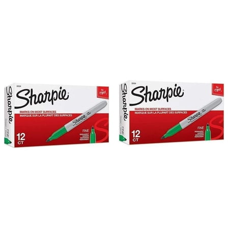 CintBllTer Permanent Markers, Fine Point Green, 2 packs of 12 Total of 24