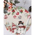 thumbnail image 2 of Christmas Round Placemats Set of 4 Christmas Snowman Deer Place Mats Woven Placemat Pine Tree Branch Poinsettia Balls Circle Braided Table Mat for Kitchen Dining Table Party Home Decor 15 Inch, 2 of 8