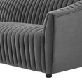 thumbnail image 6 of Tufted Sofa, Charcoal Grey Gray, Velvet, Modern Contemporary, Mid Century Living Hotel Lounge Cafe Lobby, 6 of 8