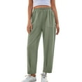 thumbnail image 4 of REALiKUN Drawstring Wide Leg Pants for Women Elastic Waist Loose Versatile Comfy Lounge Trousers with Pockets, 4 of 8