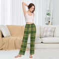 thumbnail image 4 of Dailycode Women's Pajama Pants Wide Leg Lounge Pj Bottoms With Pockets Polka Dot Green Plaid, 4 of 7