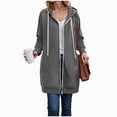 thumbnail image 6 of Towmus Women Full Zip Up Hoodie Plain Hoodies for Womens Casual Fleece Knee Length Tunic Sweatshirts Fall Winter Jackets Tops with Pockets, 6 of 9